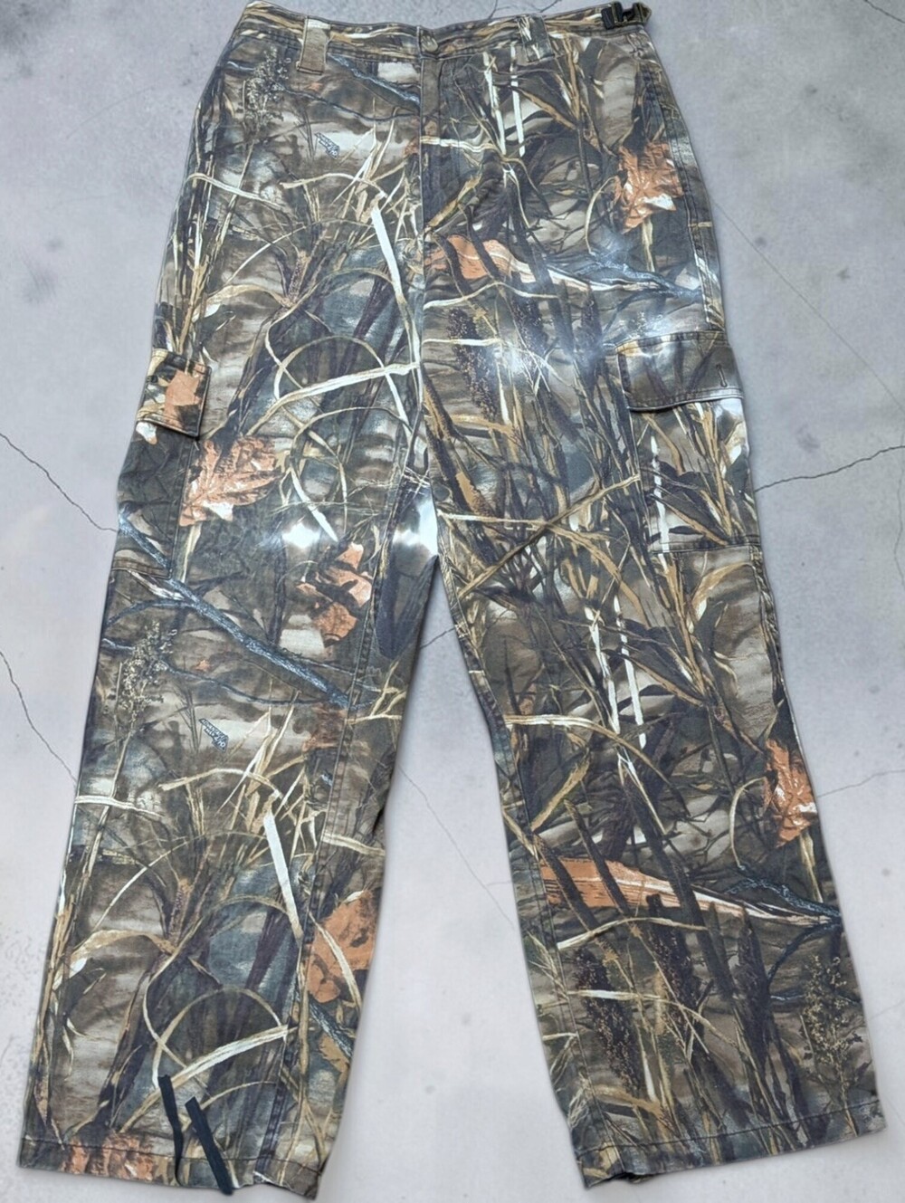 Y2K Realtree Camoflauge Denim Cargo Pants Mens Large Granola Ducks Unlimited